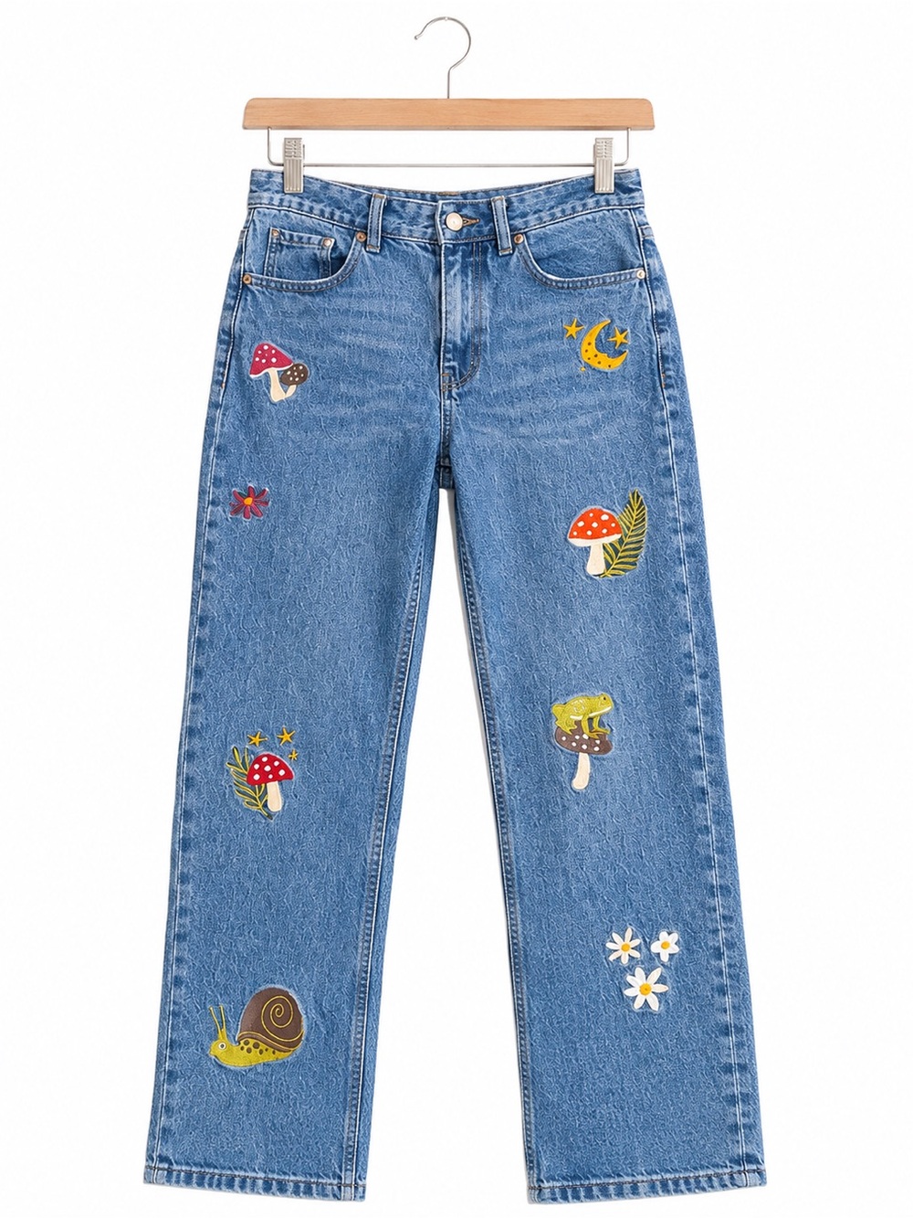 Hot Topic Embroidered Mushroom Frog Snail Butterfly Mom Jeans Size 3